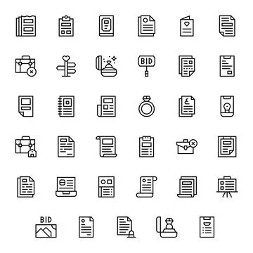 35 Regular Line Vector Icons designed for Proposal in 256x256 Editable format Illustrazione stock