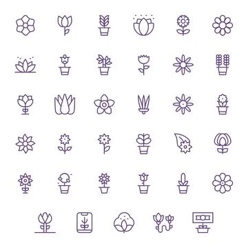 35 Regular Line Vector Icons from Bloom in Retina Ready Display Perfect Quali Stock Illustration