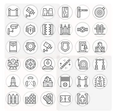 35 Regular Line Vector Icons designed for Perimeter in 128x128 Detail Enhan.. Stock Illustration
