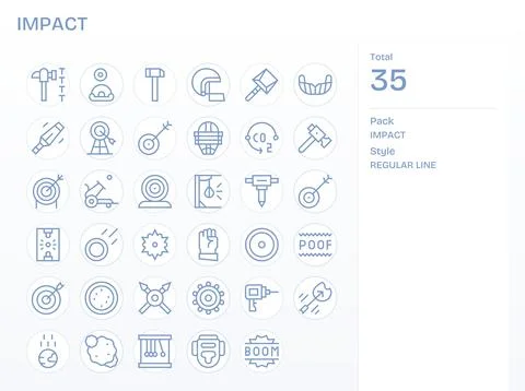 35 Regular Line Vector Icons for Impact in crisp 128x128 Grid Fitted resoluti Stock Illustration