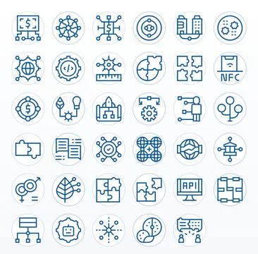 35 Retina Ready Vector Icons for Integration in Detail Enhanced Regular Lin.. 스톡 일러스트