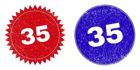 35 Rounded and Rosette Watermarks with Corroded Texture Stock Illustration