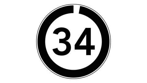 35 seconds simple countdown timer (white background) Video stock 162565959