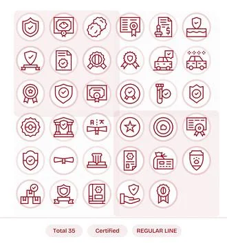 35 Vector Icons for Certified optimized in Pixel Optimized High Resolution .. Stock Illustration