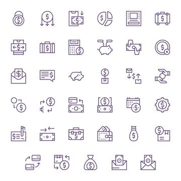 35 Vector Icons for Funds optimized in Pixel Optimized Retina Ready Regular.. Stock-Illustration