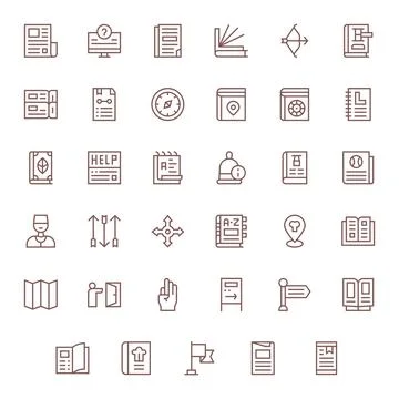 35 Vector Icons for Guide optimized in Grid Fitted 128x128 Regular Line res.. Stock Illustration