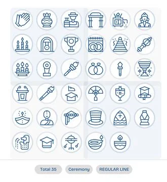 35 Vector Icons inspired by Ceremony in Display Perfect 256x256 Regular Lin.. Stock Illustration