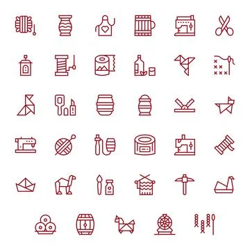 35 Vector Icons inspired by Craft in Pixel Aligned 64x64 Regular Line quality 스톡 일러스트