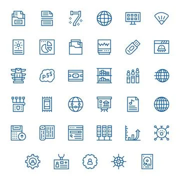 35 Vector Icons inspired by Data in Pixel Aligned High Resolution Regular L.. イラスト素材
