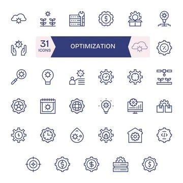 35 Vector Icons inspired by Optimization in Detail Enhanced Retina Ready Re.. Stock Illustration