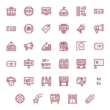 35 Vector Icons inspired by Promotion in Editable 256x256 Regular Line qualit Illustrazione stock