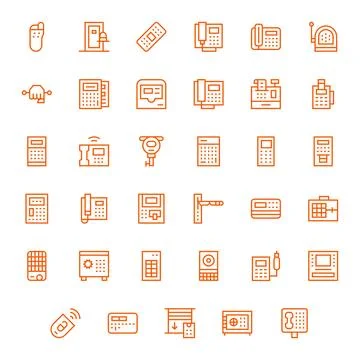35 Vector Icons for Keypad featuring 64x64 Display Perfect Regular Line Gra.. Stock-Illustration