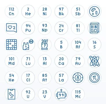 35 Vector Icons for Number optimized in Detail Enhanced 128x128 Regular Lin.. 스톡 일러스트