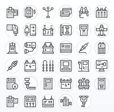35 Vector Icons for Terminal featuring High Resolution Pixel Aligned Regula.. Illustrazione stock
