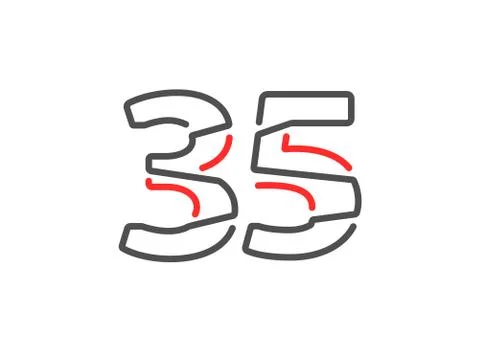 35 vector number. Modern trendy, creative style line design. For logo, brand  Stock Illustration