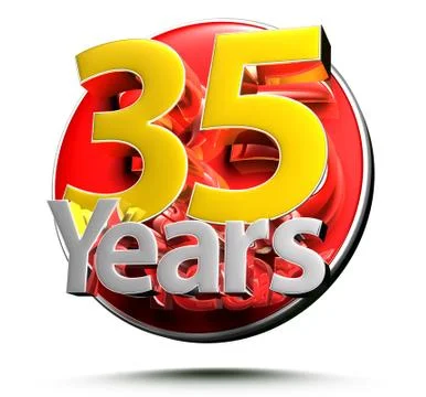 35 Years isolated on white background illustration 3D rendering.(with Clippin Stock Illustration