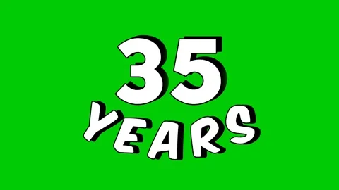 35 years text animation motion graphics cartoon on green screen Stock Footage 308361285