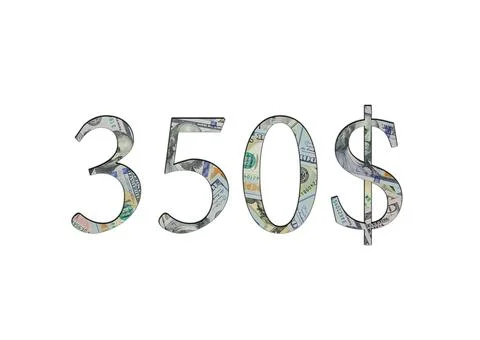 $ 350. Us dollar banknotes. The texture of the money. Isolated on white backg Stock Photos