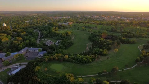 3.58 Manhattan Golf Course Flying Forward Over Course 002216 Stock Footage 90258523