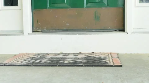 3593 Mailman Delivering Package Box at Door, 4K Video stock 50157743