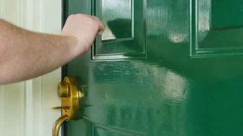 3597 Man Knocking on Door and Opens, HD Stock Footage