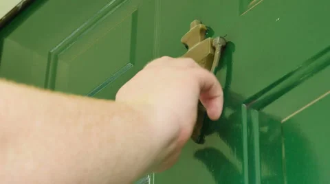 3598 Man Knocking on Door and Opens, HD Video stock 50197658