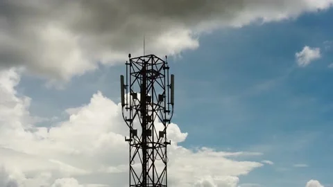 35g tower drone close up internet communication data media smartphone Stock Footage 144036787