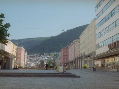 35MM 2K EXT. DAY BERGEN CITY CTR. NORWAY- SERIES Stock Footage 74592268