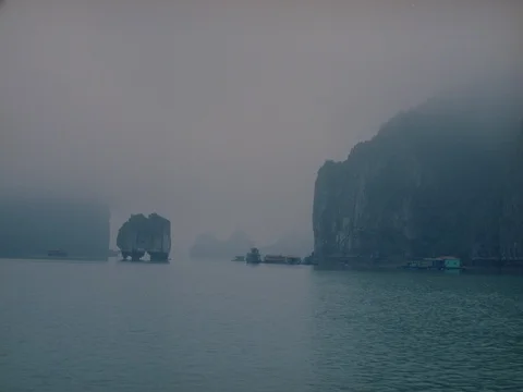 35MM 2K EXT DAY-HA LONG BAY VIETNAM- CAM MOVING POV Stock Footage 75372872