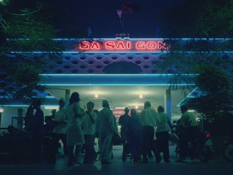 35MM 2K EXT. DAY SAI GON , VIETNAM- TRAIN STATION Stock Footage 75375558