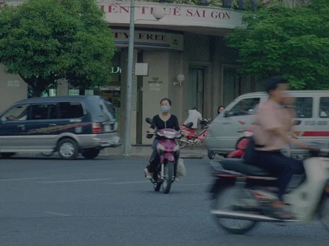35MM 2K EXT DAY-SAIGON VIETNAM- BUSY STREET CYCLE CHAOS Stock Footage 75375011