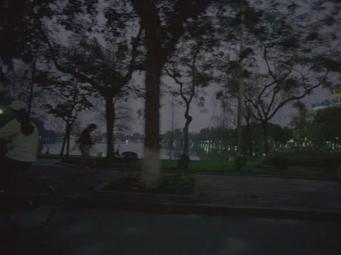 35MM 2K EXT. DUSK HANOI , VIETNAM- POV-CAR SIDE ANGLE Stock Footage 75376484
