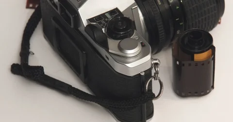 35Mm Camera - Pentax - Me Super - Rotating Stock Footage 87577812