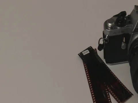 35Mm Camera - Pentax - Pan - With Negatives Stock Footage 84871501