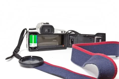A 35mm SLR Camera open from the back Stock Photos