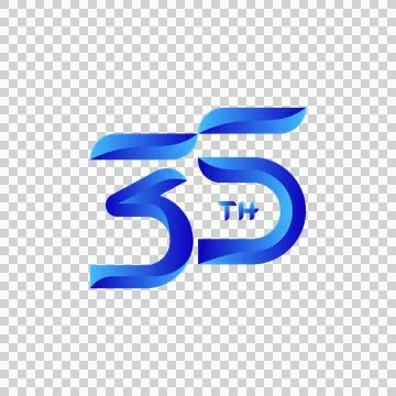 35th anniversary logo gradient blue template number concept Illustration