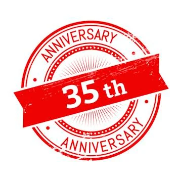 35th anniversary round stamp 스톡 일러스트