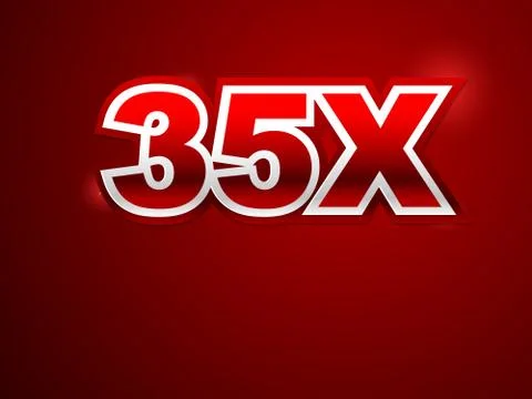 35x sign in red background Stock Illustration