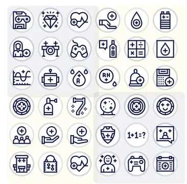 36 128x128 Bold Line Vector Icons optimized for Plus Editable display Illustrazione stock