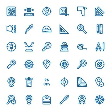36 256x256 Bold Line Vector Icons for Precise with Detail Enhanced precision Stock Illustration