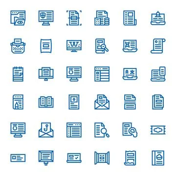 36 64x64 Bold Line Pixel Aligned Vector Icons for Digital Document Projects Stock Illustration