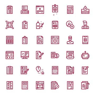 36 Bold Line Display Perfect Designs for Data Entry High Resolution Vector .. Stock Illustration