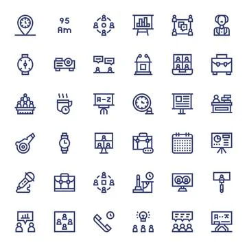 36 Bold Line Display Perfect Vector Icons for Meeting Graphics 스톡 일러스트