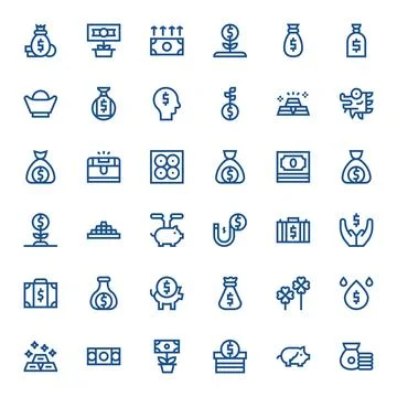 36 Bold Line Editable 128x128 Vector Icons from Wealth Suite Stock Illustration