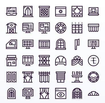 36 Bold Line Editable Vector Icons tailored for Window 128x128 interface Stock Illustration