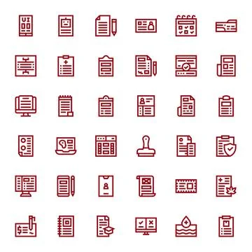 36 Bold Line Editable Vector Icons tailored for Form 256x256 interface Illustrazione stock