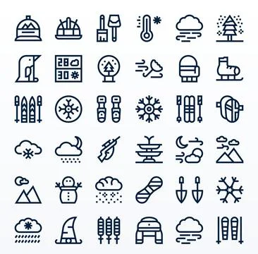 36 Bold Line Editable Vector Icons tailored for Snow 128x128 interface Illustration