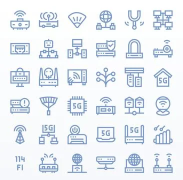 36 Bold Line Editable Vector Icons crafted for Router High Resolution appli.. 库存插图