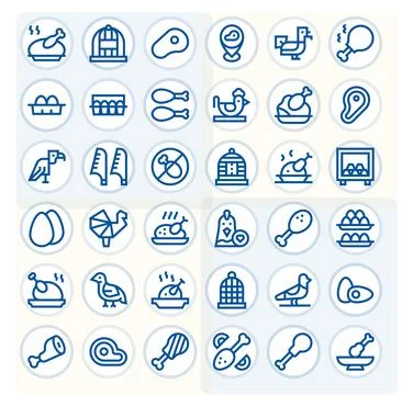 36 Bold Line Editable Vectors for Poultry Theme Stockillustratie