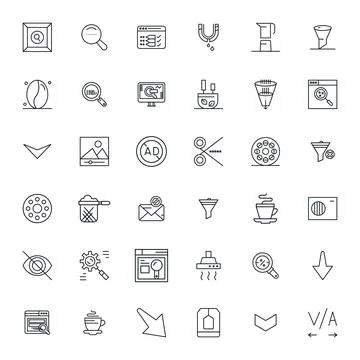 36 Bold Line Editable Vectors for Filter Theme Stock Illustration